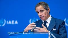 Source-feed image associated with UN nuclear chief says inspectors will visit Iran sites as part of war deal