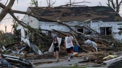Source-feed image associated with Drone footage shows Wisconsin tornado damage
