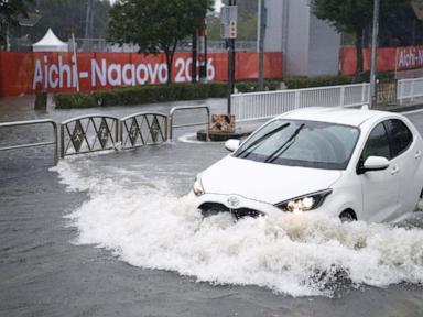 Source-feed image associated with Asian Games venues and athletes unharmed by extensive flooding in Nagoya, Japan
