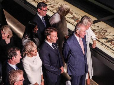 Source-feed image associated with Visiting French president will join King Charles III and prime minister to see Bayeux Tapestry