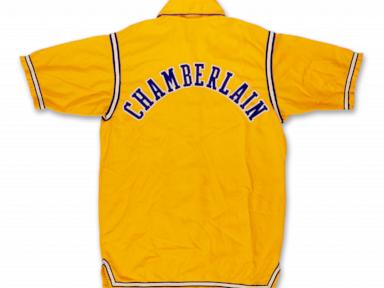 Source-feed image associated with Wilt Chamberlain Lakers jacket found by a teen at thrift store could fetch over $150K