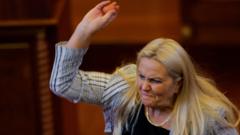 Source-feed image associated with Watch: Moment opposition MP throws eggs at Kosovo's acting PM
