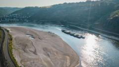Source-feed image associated with Rhine falls to record low levels as drought strains Europe's rivers