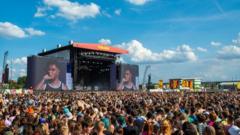 Source-feed image associated with Reading Festival applies for main stage music on a fourth day