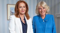 Source-feed image associated with Queen meets author JK Rowling to mark start of royal week