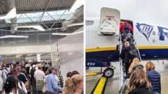 Source-feed image associated with Passport 'mega queue' strands Ryanair passengers in Greece