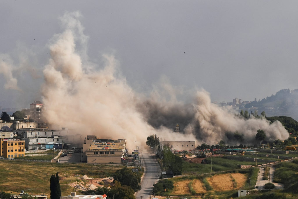 Source-feed image associated with Israel and Hezbollah clash along strategic river after overnight strikes across Lebanon