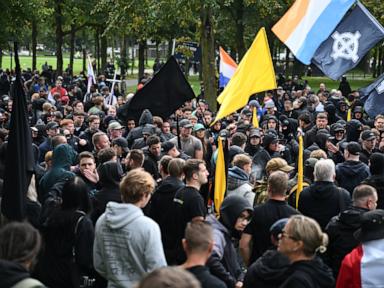 Image from linked report: Dutch riot police break up far-right protest in The Hague after violence erupts