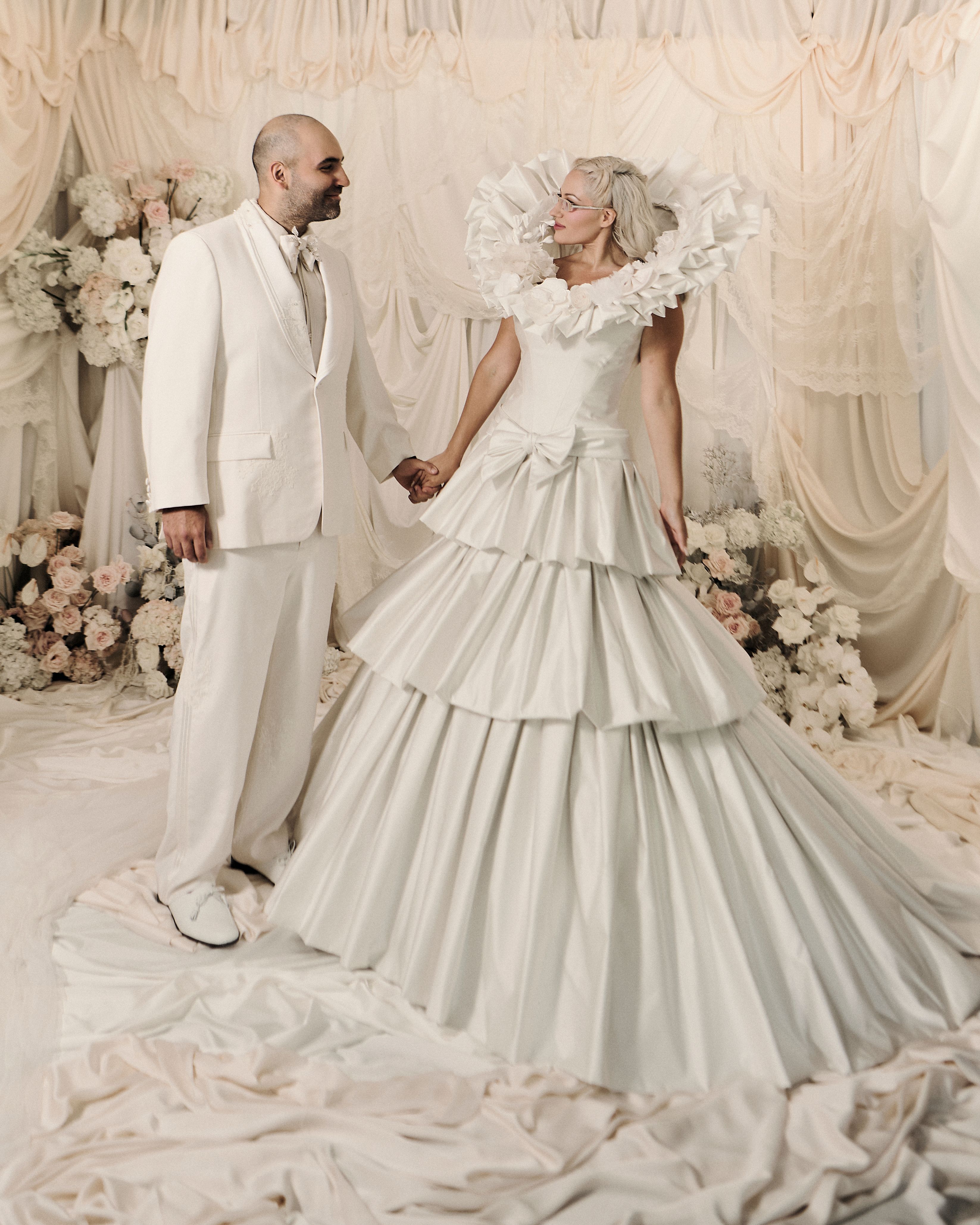Image from linked report: This Stylist Bride Wore 6 Avant-Garde Looks on Her Wedding Day—and Helped Dress Her Guests