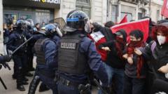 Image from linked report: Riot police clash with students as education protests rage in France
