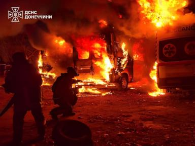 Image from linked report: Russia says nearly 900 Ukrainian drones downed, fuel depot reportedly burns