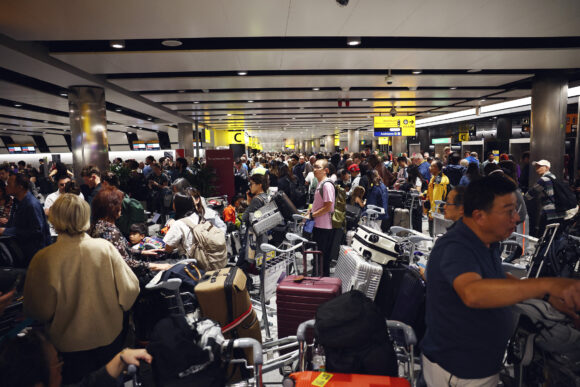 Source-feed image associated with UK Flight Chaos Spills Into Second Day After Tech Outage