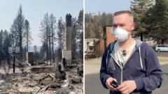 Source-feed image associated with 'My neighbourhood is just gone' - BBC sees devastation from Washington state fires