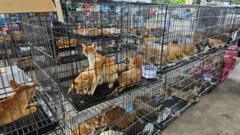 Source-feed image associated with Hundreds of cats stolen for food in Vietnam rescued by police, welfare group says