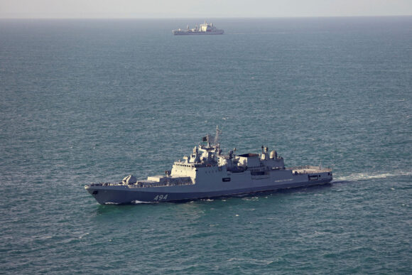 Source-feed image associated with Russian Warship Fires Warning Shots Near British Yacht