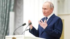 Source-feed image associated with Putin remains uncompromising on Ukraine, but is public discourse on war changing in Russia?