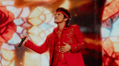 Source-feed image associated with Bruno Mars has an unexpected opening before Wembley party starts