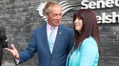 Image from linked report: Helen Jenner unveiled by Nigel Farage as new leader of Reform in Wales