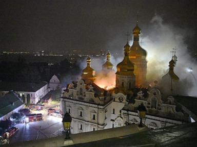 Source-feed image associated with Russia launches 'barbaric' attack on Kyiv, officials say, damaging famous cathedral