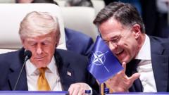 Source-feed image associated with Nato chief tells BBC that Trump comments are like 'family argument'