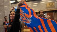 Source-feed image associated with Knicks' long-awaited NBA run electrifies NYC, with Trump set to attend key game