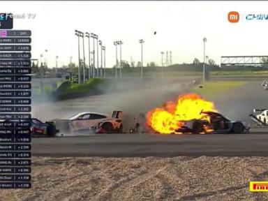 Source-feed image associated with WATCH: Race car driver saves fellow driver from fiery crash