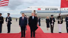 Image from linked report: A red carpet and military flyover - How Trump welcomed Xi