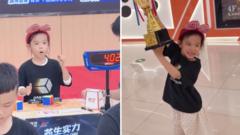 Image from linked report: Watch: Six-year-old girl from China sets new Rubik's Cube world record