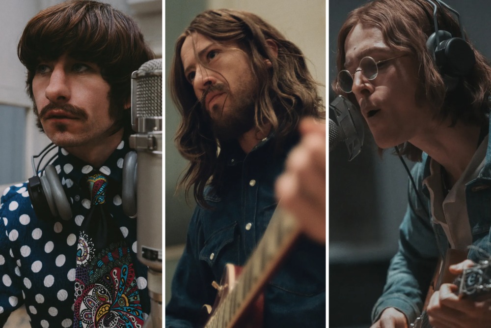 Image from linked report: Barry Keoghan, Joseph Quinn and Harris Dickinson Spotted Filming the Opening of ‘A Hard Day’s Night’ Movie for Beatles Biopic