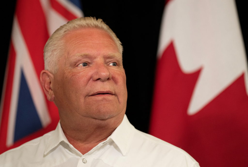 Source-feed image associated with Ontario's premier says Reagan would be 'throwing up' over Trump's tariffs