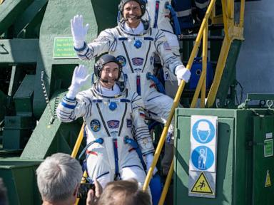 Source-feed image associated with US-Russian crew arrives at the International Space Station for 8-month mission