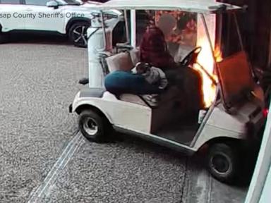 Source-feed image associated with WATCH: Golf cart arson in Washington state caught on surveillance camera