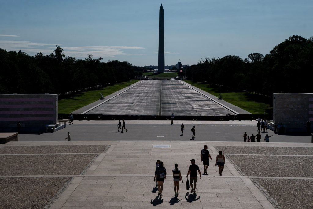 Source-feed image associated with Trump blasts Pirro after she refutes his claim that Reflecting Pool was damaged by vandals