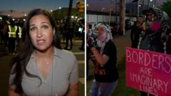 Source-feed image associated with BBC at New Jersey ICE detention centre as curfew enforced