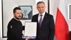 Source-feed image associated with Zelensky returns highest Polish honour after award stripped