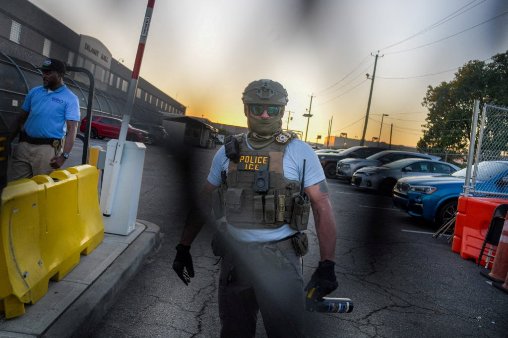 Source-feed image associated with ICE says it expects to equip every field officer with body cameras by the end of August