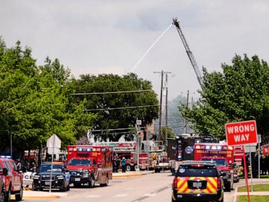 Source-feed image associated with Confirmed fatalities after explosion, massive fire at Dallas apartment complex