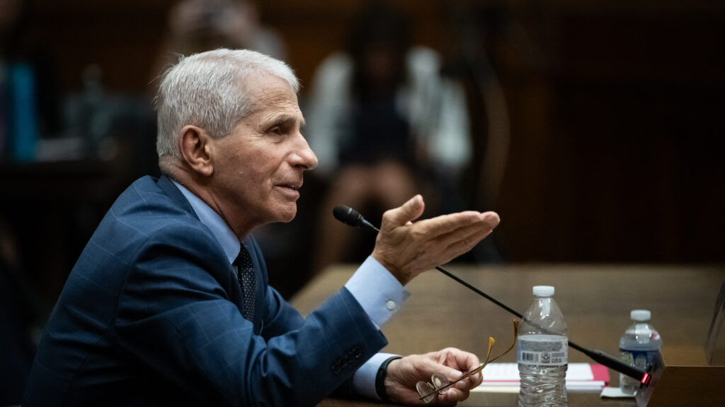 Source-feed image associated with Fauci invokes Fifth Amendment in declining to answer questions before Senate panel