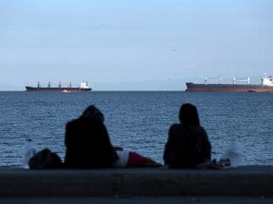Source-feed image associated with Turkish cargo ship sinks after collision off Istanbul's coast and 10 crew are feared dead