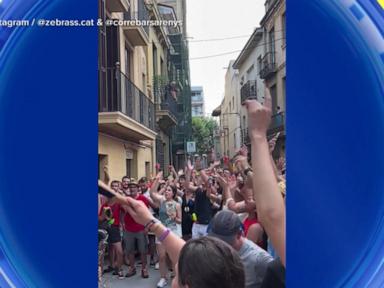 Source-feed image associated with WATCH: Entire town in Spain celebrates woman's 100th birthday