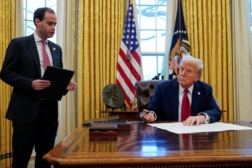 Source-feed image associated with Trump announces staff secretary Will Scharf, who helped secure ballroom approval, will be his new White House counsel