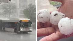 Source-feed image associated with Watch: Massive hailstones pound Denver in powerful storm
