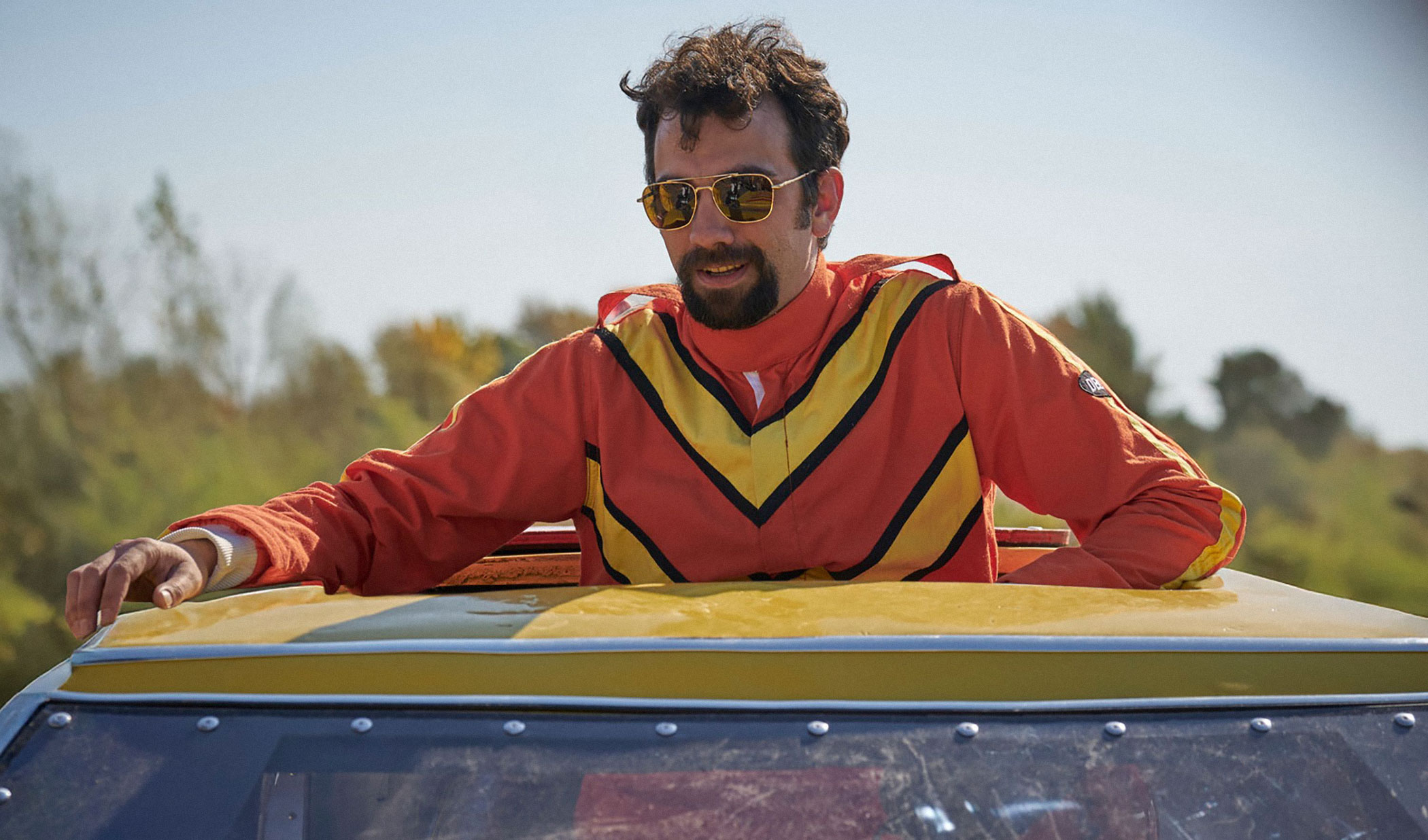 Source-feed image associated with ‘The Stunt Driver’ Review: Jay Baruchel Takes a Leap into Tepid Biopic Territory