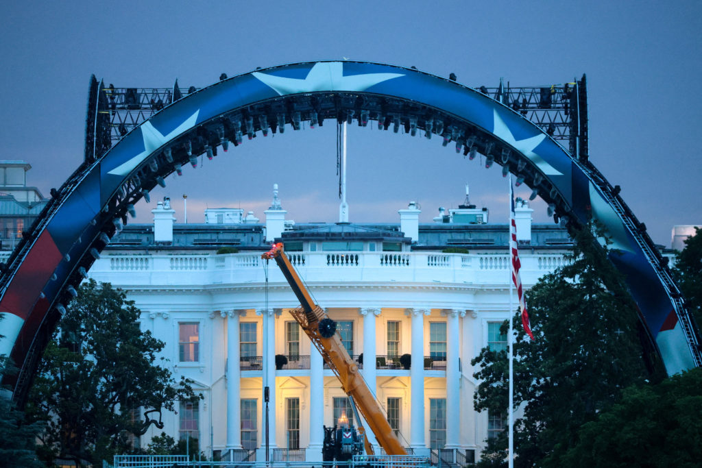Source-feed image associated with Trump compares White House UFC cage to Eiffel Tower, says 'maybe we'll never ever take it down'