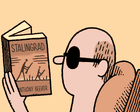Source-feed image associated with Tom Gauld on the military history dad’s holiday reading – cartoon