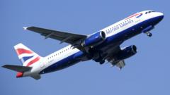 Source-feed image associated with British Airways flight called mayday on approach to Heathrow