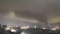 Source-feed image associated with Watch: Moment rare tornado lashes central Chinese cities