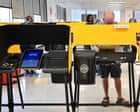 Source-feed image associated with Millions vote in high-stakes US primaries including California governor, LA mayor and Iowa Senate – live