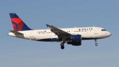 Source-feed image associated with 'Definitely felt a big bang': Delta plane hit by firework while landing in Chicago