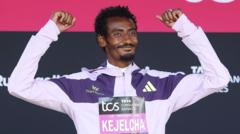 Source-feed image associated with Kejelcha breaks men's half marathon world record by 29 seconds